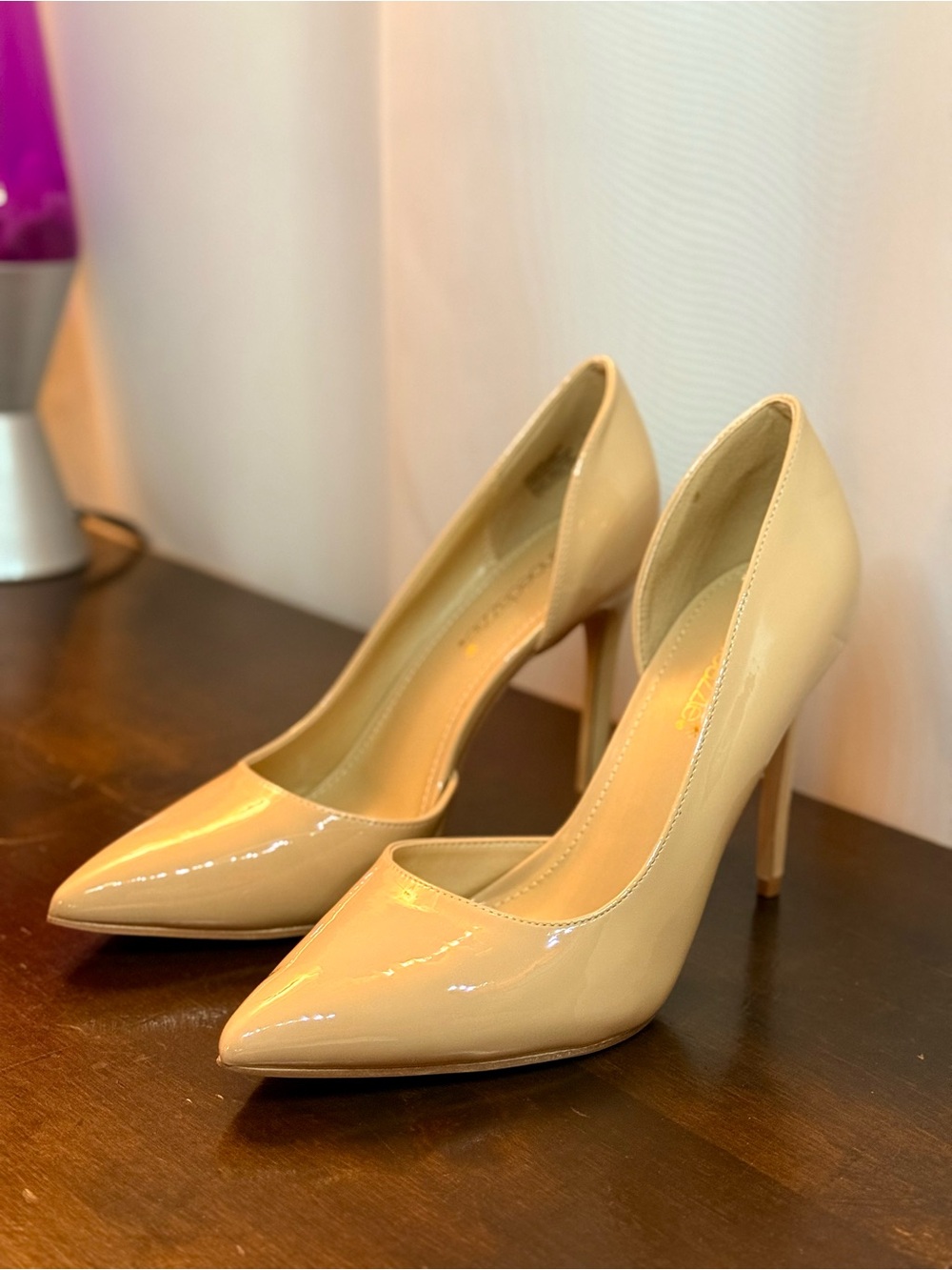 Classic Nude Patent Pointed-Toe Pumps - Women's Heels
